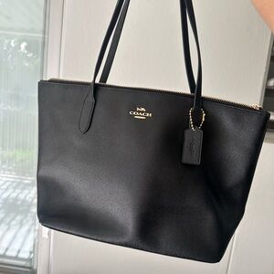 Coach Black Tote with Gold Accents